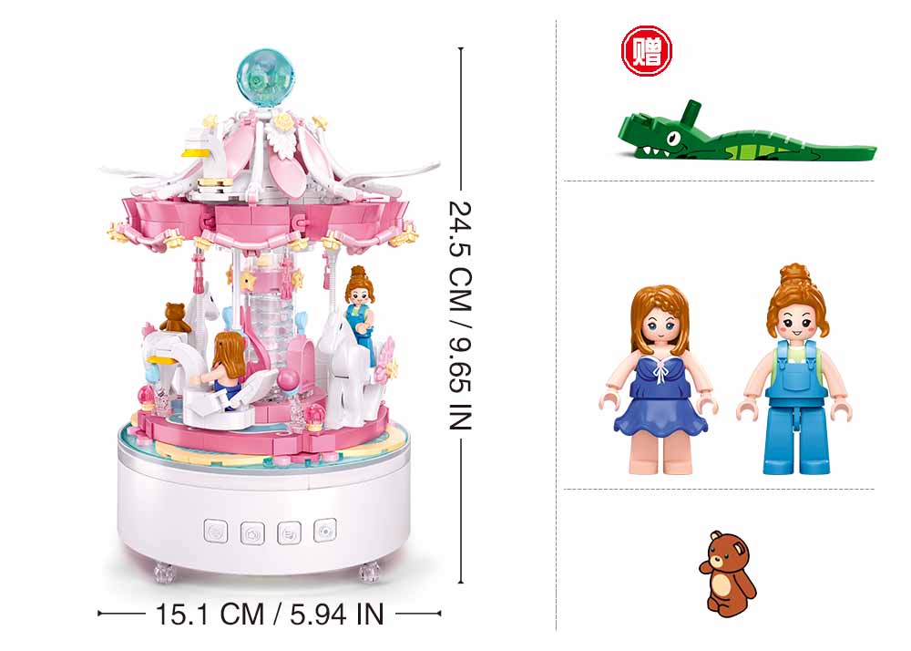 Sluban - Music Box - Carousel (566 Pcs) - Age +8 | سلوبن - قطع التركيب - صندوق الموسيقى - أرجوحة الأحصنة (566 قطعة) - العمر +8