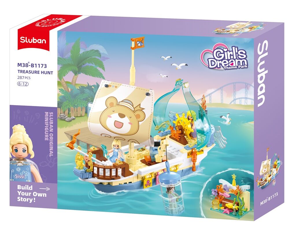 Sluban - Girls Dream - Jewel Boat (287 Pcs) - Age +6 | سلوبن - قطع التركيب - حلم الفتيات - سفينة الجوهرة (287 قطعة) - العمر +6