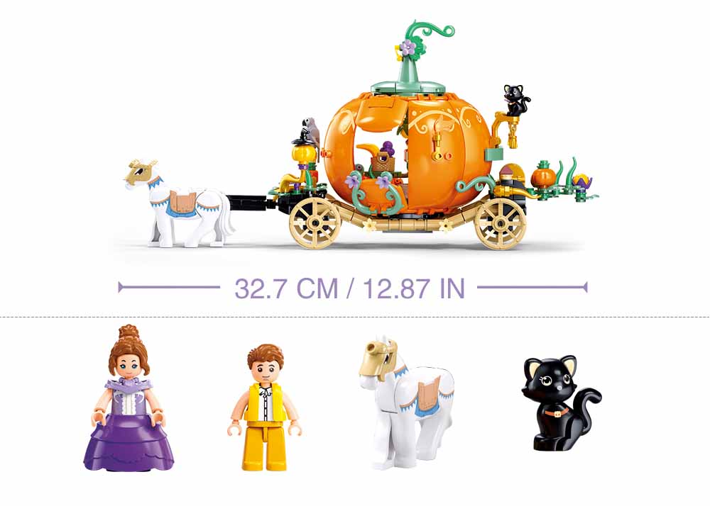 Sluban - Girls Dream - Pumpkin Carriage (320Pcs) - Age +7 | سلوبن - قطع التركيب - حلم الفتيات - عربة اليقطين (320 قطعة) - العمر +7
