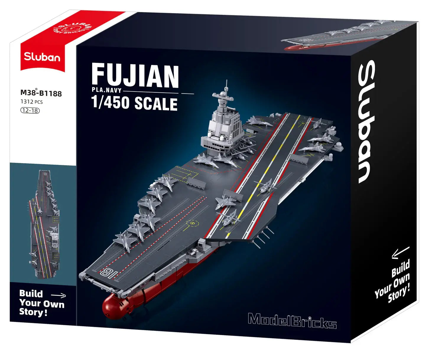 Sluban - Model Bricks - Aircraft Carrier (1312Pcs) - Age +12 | سلوبن - قطع التركيب - موديل بيريكس - عبارَة نقل الطائرات (1312 قطعة) - العمر +12