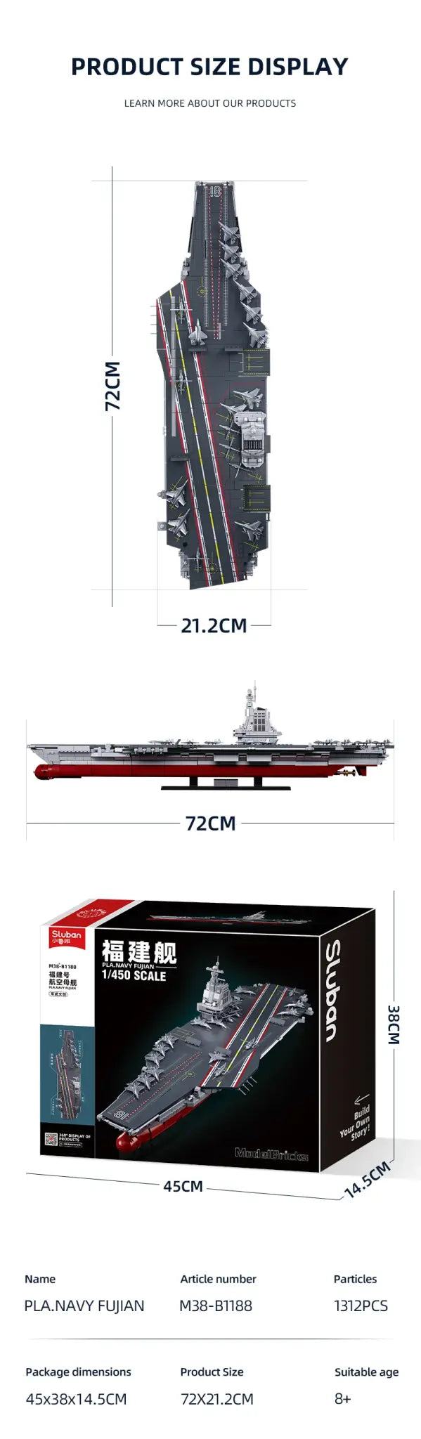Sluban - Model Bricks - Aircraft Carrier (1312Pcs) - Age +12 | سلوبن - قطع التركيب - موديل بيريكس - عبارَة نقل الطائرات (1312 قطعة) - العمر +12