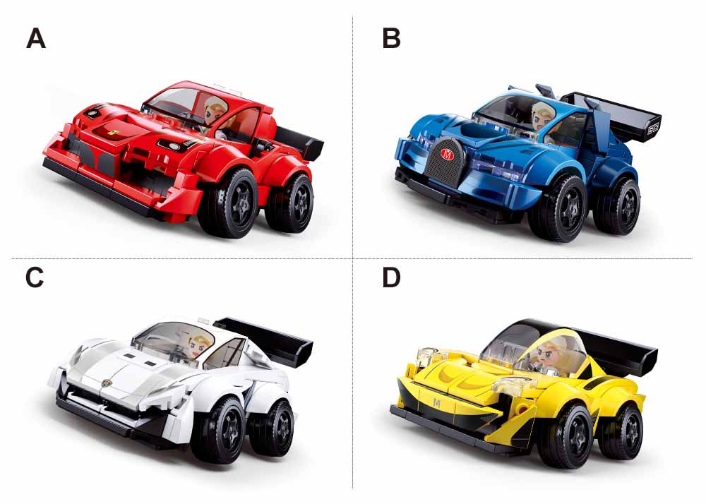 Sluban - Mcar - Hell Of Flush - Supercar - 4 Types - Age 6+ | سلوبن - قطع التركيب - إضاءة الفلاش - السيارة الخارقة - ٤ أنواع - العمر +6