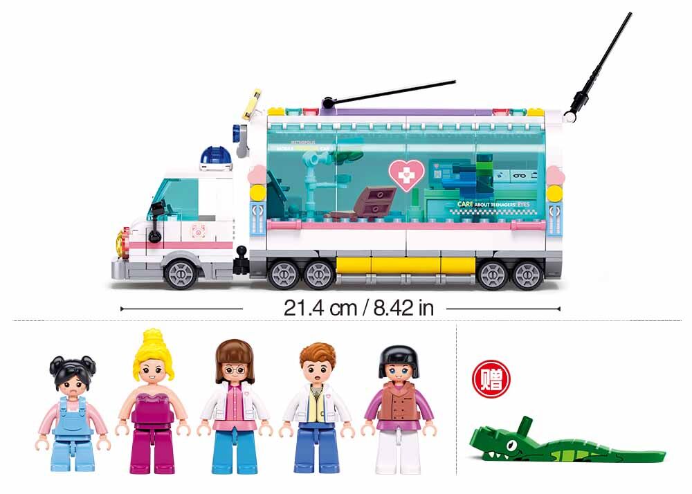 Sluban - Metropolis - Mobile Nursing Car - Age 6+ | سلوبن - قطع التركيب - مدينة كبرى - سيارة التمريض المتنقلة - العمر +6