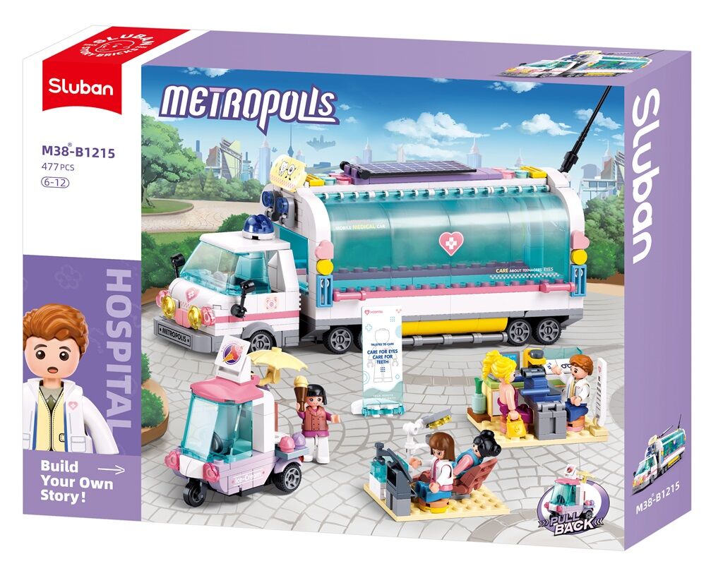 Sluban - Metropolis - Mobile Nursing Car - Age 6+ | سلوبن - قطع التركيب - مدينة كبرى - سيارة التمريض المتنقلة - العمر +6