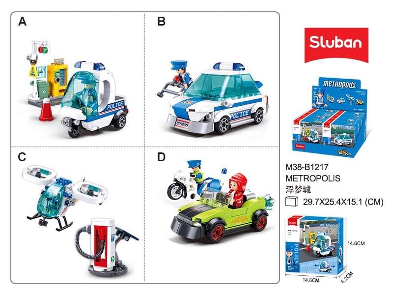 Sluban - Metropolis Patrol - 4 Types - Age 6+ | سلوبن - قطع التركيب - دورية شرطة المدينة الكبرى - 4 أنواع - العمر +6