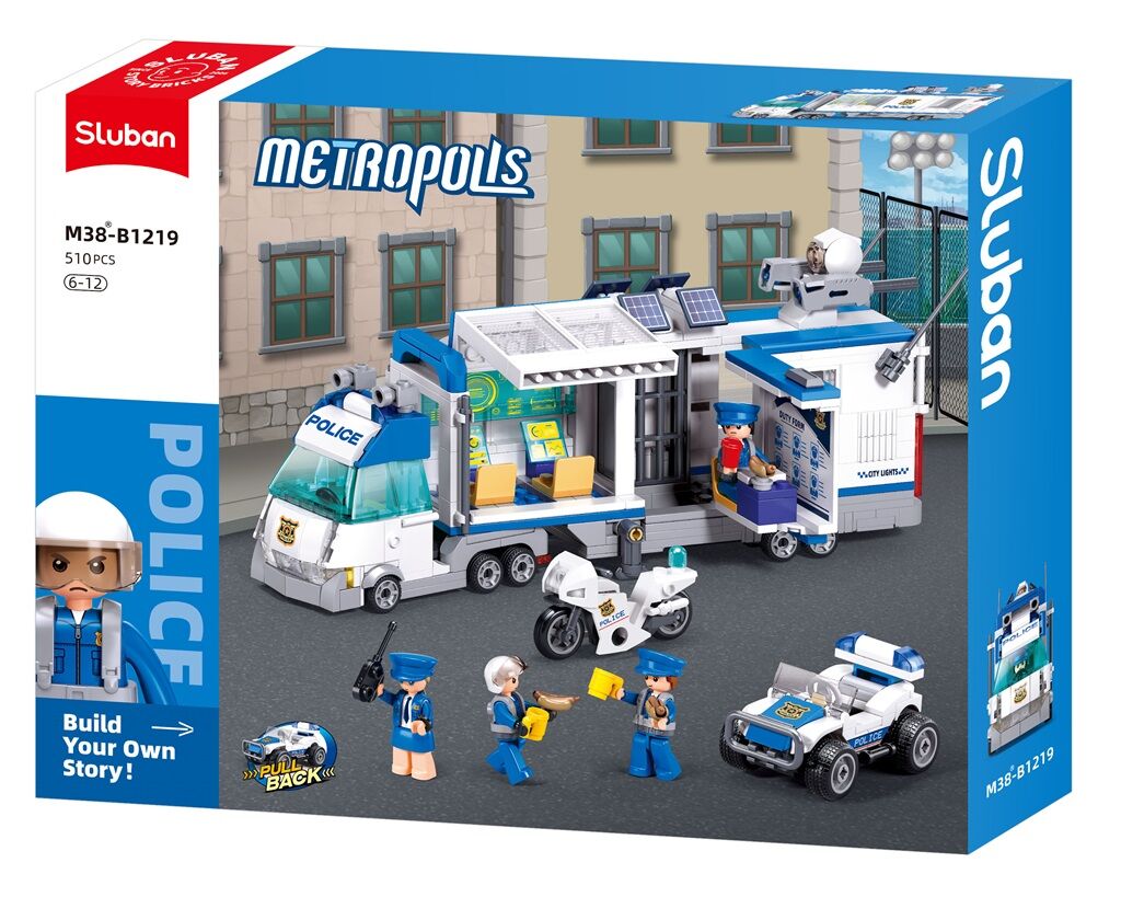 Sluban - Metropolis Invasion The Command Vehicle (Pull Back) - Age 6+ | سلوبن - قطع التركيب - مدينة كبرى - غزو مركبة القيادة (سحب للخلف) - العمر +6
