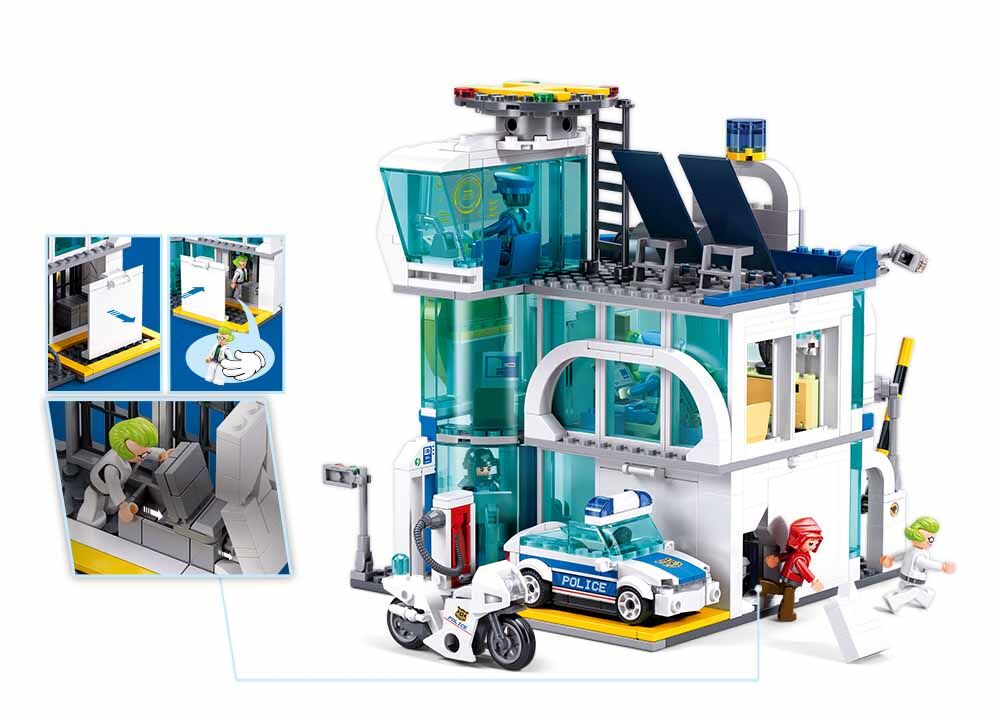 Sluban - Metropolis - Central Police Station (Pull Back) - Age 6+ | سلوبن - قطع التركيب - مدينة كبرى - مركز الشرطة المركزي (سحب للخلف) - العمر +6