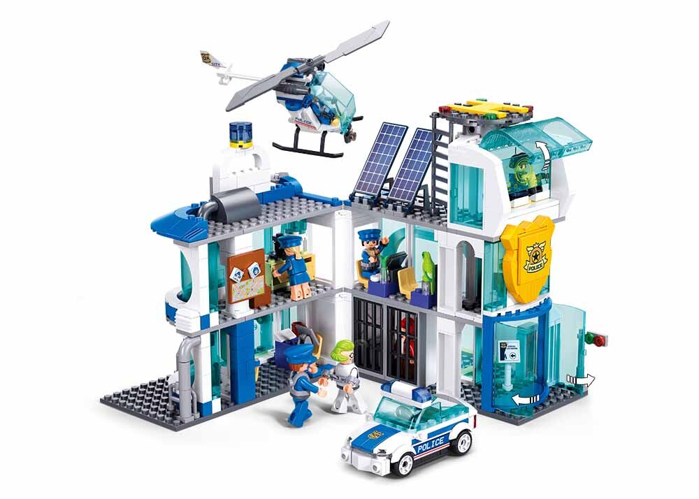 Sluban - Metropolis - Central Police Station (Pull Back) - Age 6+ | سلوبن - قطع التركيب - مدينة كبرى - مركز الشرطة المركزي (سحب للخلف) - العمر +6