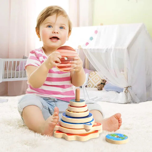 Mideer - Stacking Toy - Planets - Age: 1+ | ميدير - لعبة تراص الحلقات - الكواكب - العمر: 1+