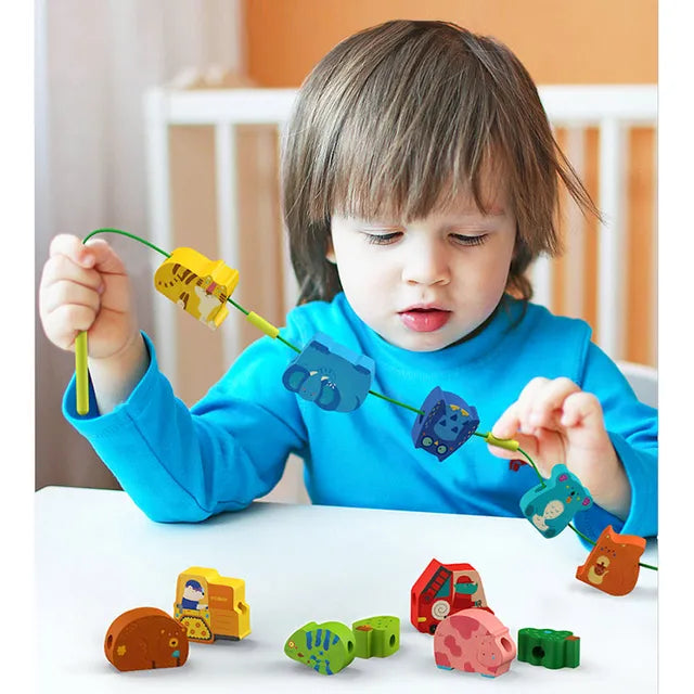 Mideer - Lacing Beads - Forest Animals - Age 18+ Months | ميدير - حبل الخرز - حيوانات الغابة - العمر 18+ شهرًا