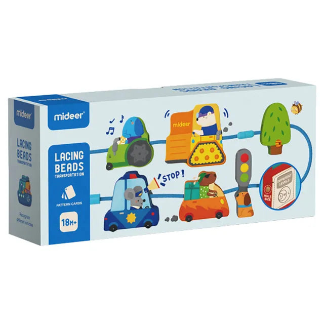 Mideer - Lacing Beads - Transportation - Age: 18+ Months | ميدير - حبل الخرز - المواصلات - العمر: 18+ شهرًا