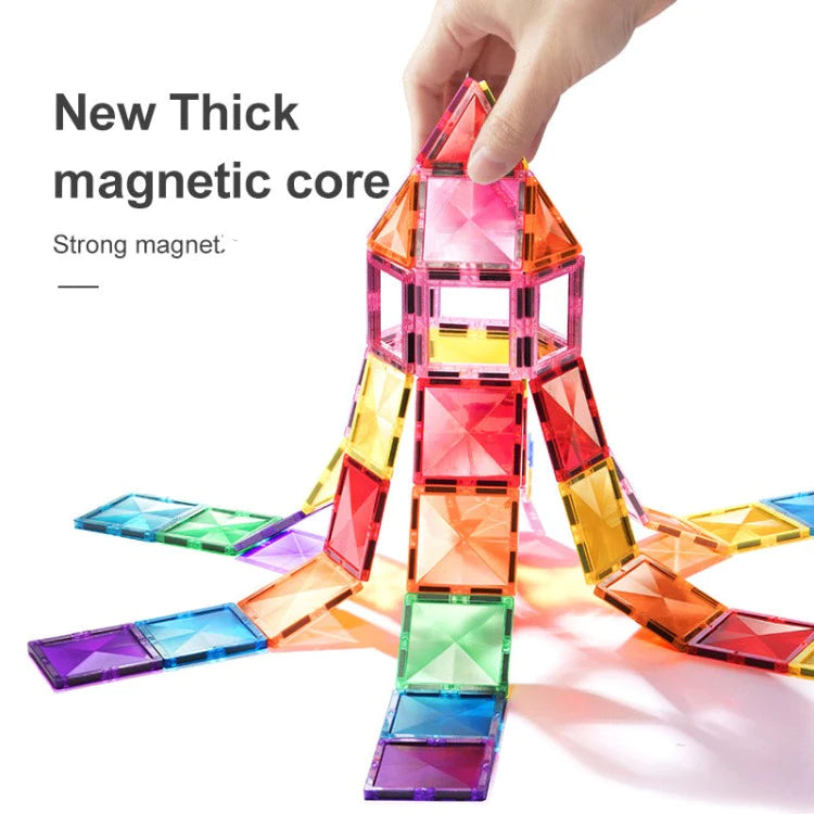 Mideer - Colorful Magnetic Tiles - 60 pcs - Age 3+ | ميدير - مكعبات تركيب مغناطيسية ملونة - 60 قطعة - العمر 3+
