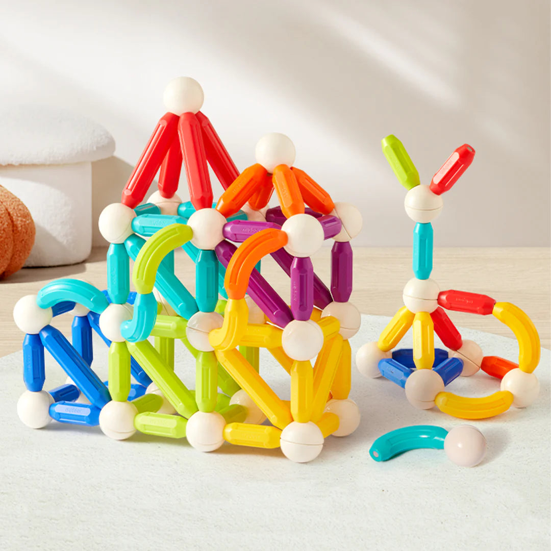 Mideer - Rainbow Magnetic Sticks - 100 pcs - Age 3+ | ميدير - عصي قوس قزح المغناطيسية - 100 قطعة - العمر 3+