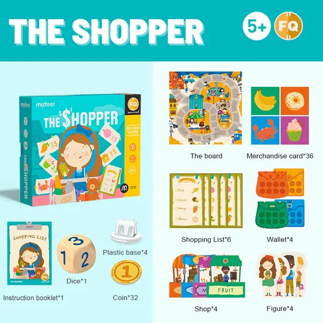 Mideer - Board Game - The Shopper - Age 5+ | ميدير - لعبة لوحية - المتسوق - العمر 5+