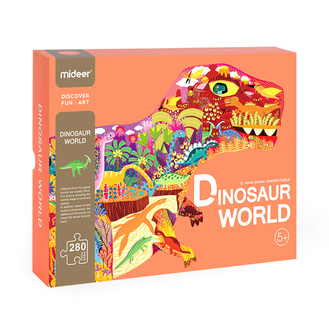 Mideer - Large Animal - Shaped Puzzle Dinosaur World - 280 pieces - Age 6+ | ميدير - لعبة التركيب الكبيرة على شكل حيوان - بازل الديناصور - 280 قطعة - العمر 6+