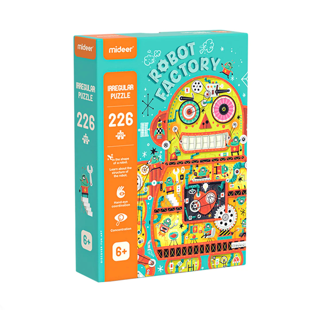Mideer - Irregular Puzzle - Robot Factory (Small Pack) puzzle - 226 pieces - Age 5+ | ميدير - لعبة تركيب الأشكال - بازل مصنع الروبوتات - 226 قطعة - العمر 5+