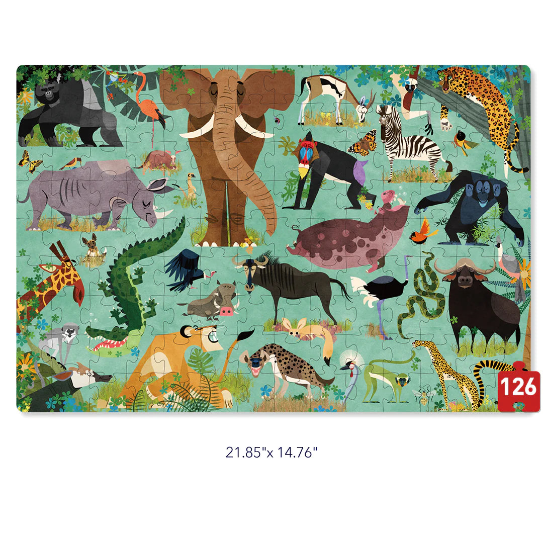 Mideer - Let's Learn - African Animal - 126 pieces - Age 4+ | ميدير - لعبة التركيب هيا لنتعلم - الحيوان الافريقي- 126 قطعة - العمر 4+