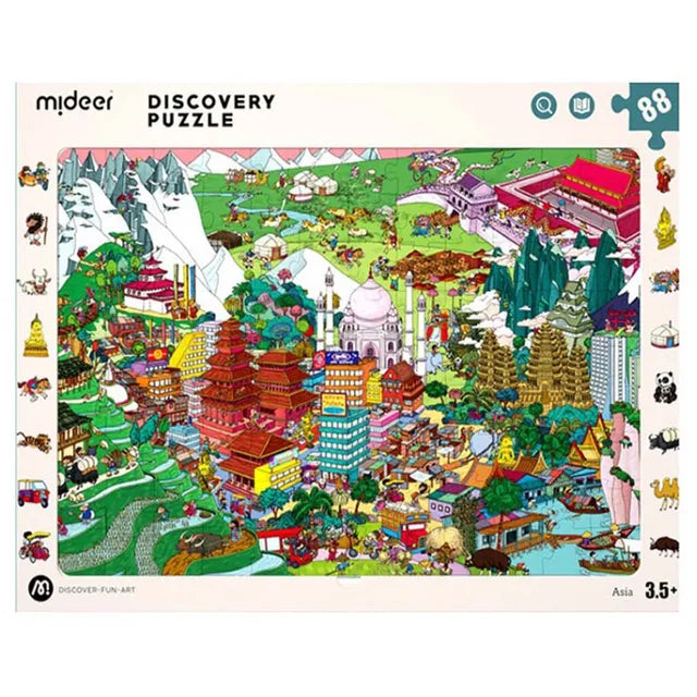 Mideer - Discovery Puzzle Big World Small World - Asian - 88P - Age 3.5+ | ميدير - بازل الاكتشاف - العالم الكبير و والعالم الصغير - الآسيوي - 88 قطعة - العمر 3.5+