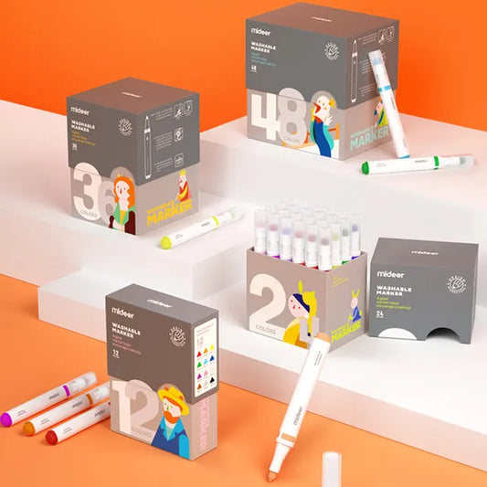 Mideer - Washable Marker Small Tip - 3 Colors - Age 3+ | ميدير - مجموعة الألوان المائية للأطفال القابل للغسل - 3 أقلام - العمر 3+