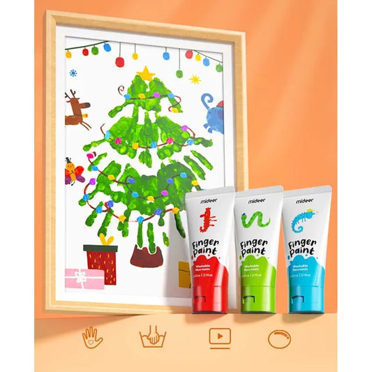 Mideer - Finger Paint - 6 colors - Age 3+ | ميدير - ألوان الرسم بالأصابع - 6 ألوان - العمر 3+