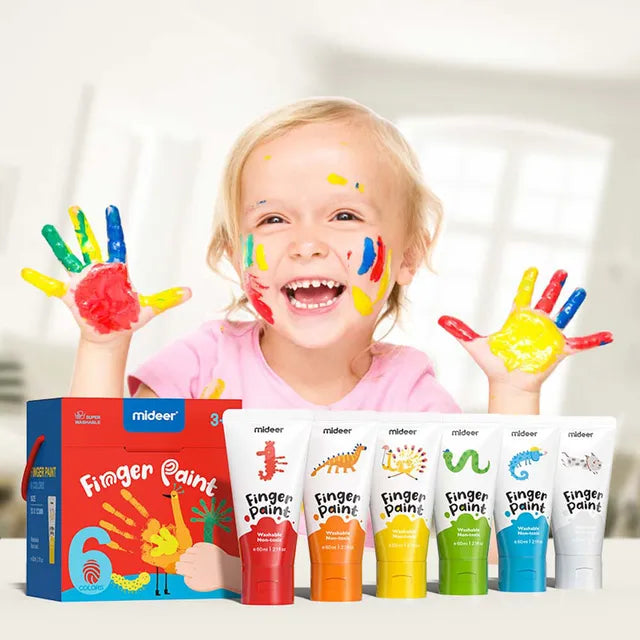Mideer - Finger Paint - 6 colors - Age 3+ | ميدير - ألوان الرسم بالأصابع - 6 ألوان - العمر 3+