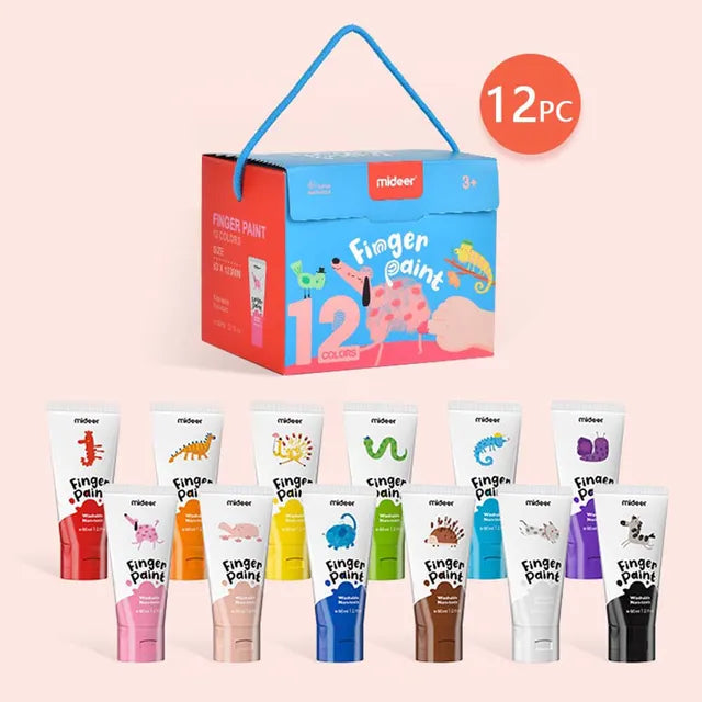 Mideer - Finger Paint - 12 colors - Age 3+ | ميدير - ألوان الرسم بالأصابع - 12 لون - العمر 3+