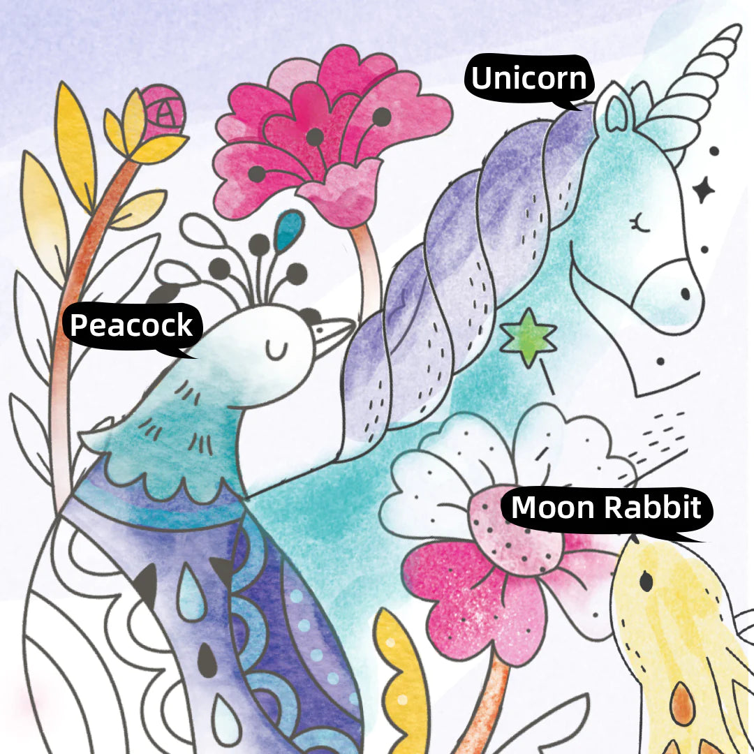 Mideer - Watercolor Painting - Wonderful Forest - Age 5+ | ميدير - دفتر تلوين الألوان المائية - الغابة الرائعة - العمر 5+