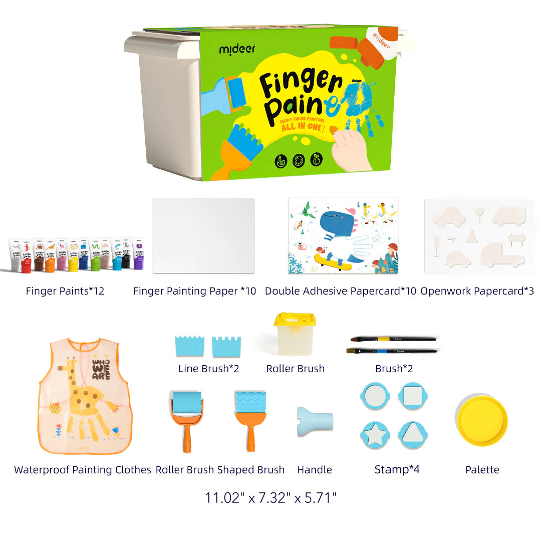 Mideer - Finger painting set - 12 colors - Age 3+ | ميدير - مجموعة الرسم بالأصابع - 12 لون - العمر 3+