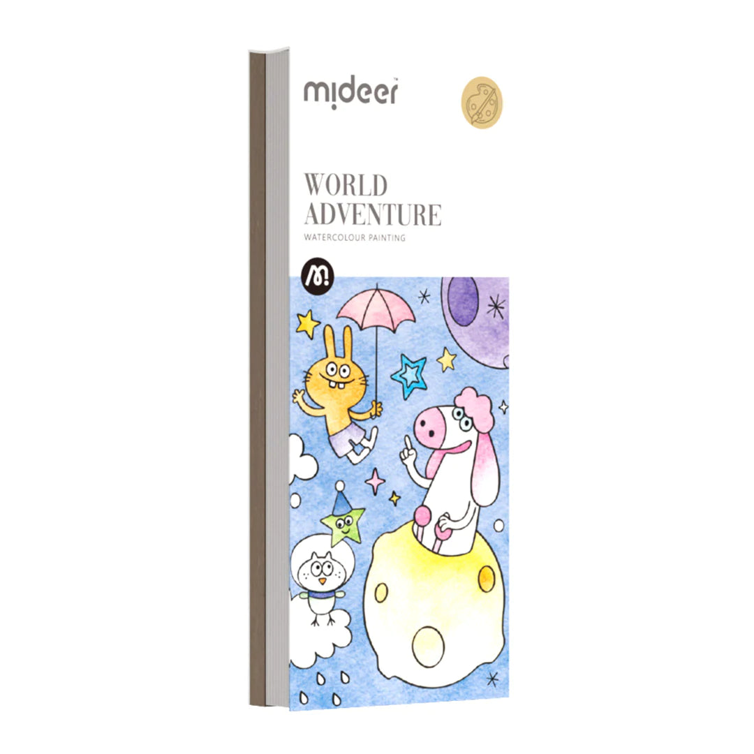 Mideer - Watercolor Painting - World Adventure - Age 5+ | ميدير - دفتر التلوين بالألوان المائية - مغامرة العالم - العمر 5+