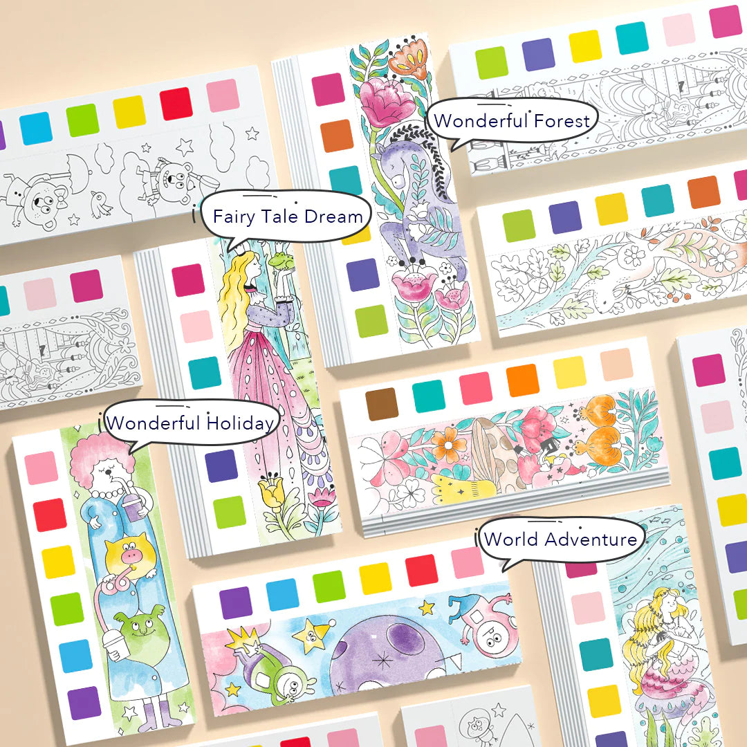 Mideer - Watercolor Painting - Wonderful Holiday - Age 5+ | ميدير - دفتر التلوين بالألوان المائية - العطلة الرائعة - العمر 5+