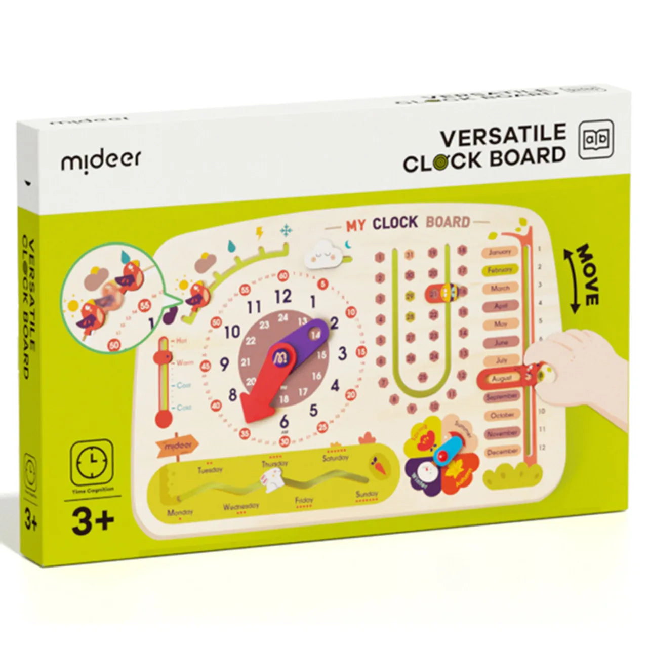 Mideer - Versatile Clock Board - Age 3+ | ميدير - لوحة الساعة متعددة الاستخدامات - العمر 3+