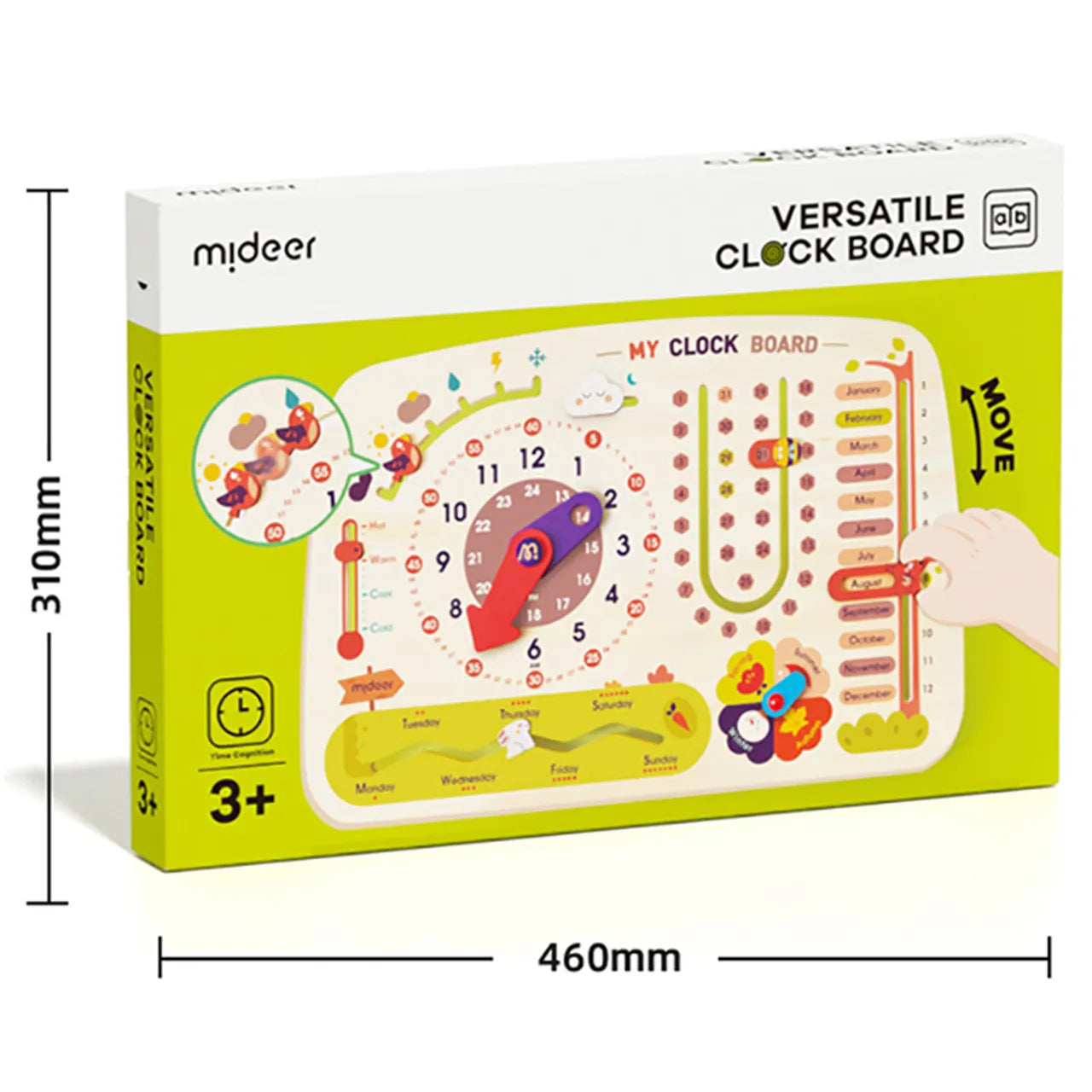 Mideer - Versatile Clock Board - Age 3+ | ميدير - لوحة الساعة متعددة الاستخدامات - العمر 3+
