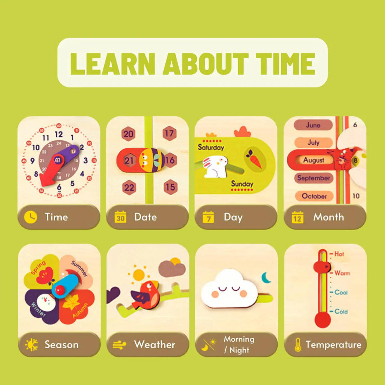 Mideer - Versatile Clock Board - Age 3+ | ميدير - لوحة الساعة متعددة الاستخدامات - العمر 3+
