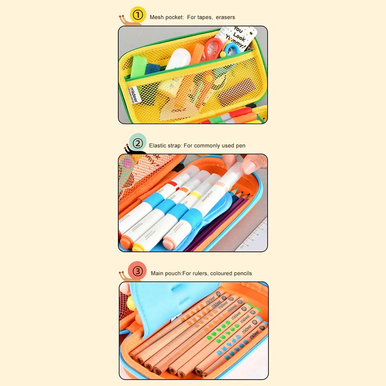 Mideer - Pencil Case - The Very Hungry Caterpillar - Age 3+ | ميدير - مقلمة -اليرقة الجائعة جدا - العمر 3+