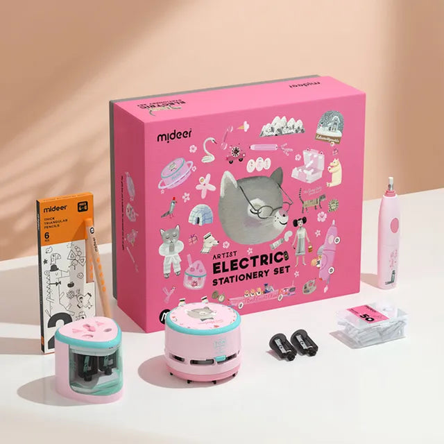 Mideer - Electric Stationery Set - Artist (Pink) - Age 3+ | ميدير - مجموعة القرطاسية الكهربائية - الفنان (وردي) - العمر 3+
