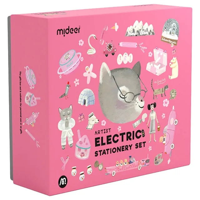 Mideer - Electric Stationery Set - Artist (Pink) - Age 3+ | ميدير - مجموعة القرطاسية الكهربائية - الفنان (وردي) - العمر 3+