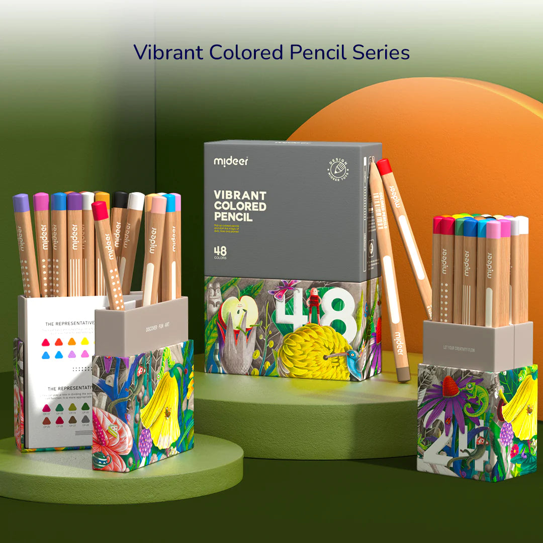 Mideer - Vibrant Colored Pencil - 24 Colors - Age 4+ | ميدير - أقلام الرصاص الملونة - 24 لون - العمر 4+