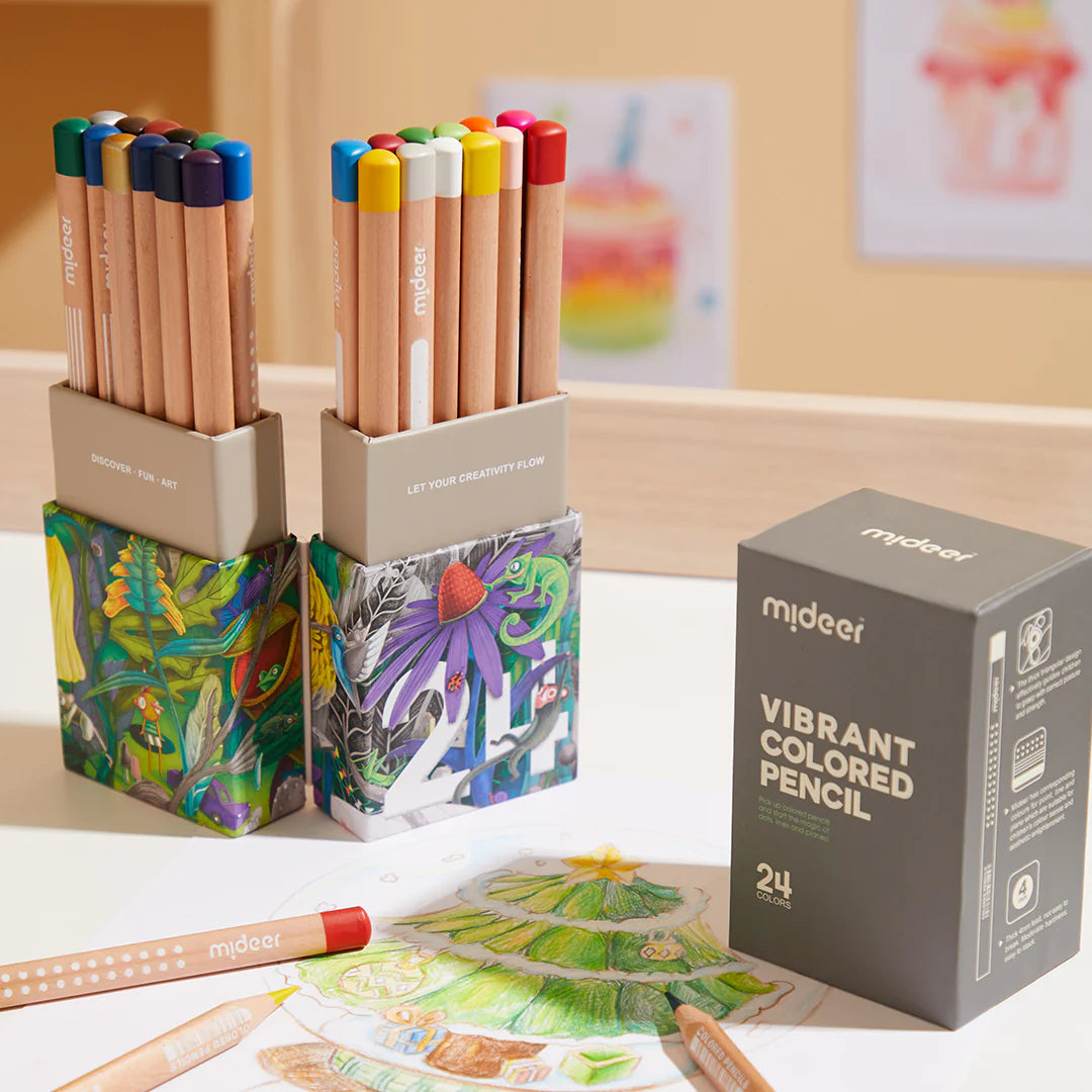 Mideer - Vibrant Colored Pencil - 24 Colors - Age 4+ | ميدير - أقلام الرصاص الملونة - 24 لون - العمر 4+