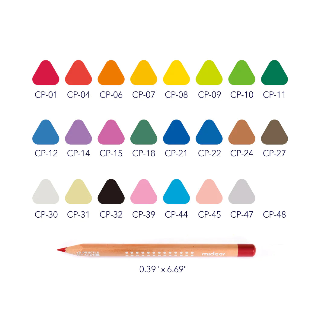 Mideer - Vibrant Colored Pencil - 24 Colors - Age 4+ | ميدير - أقلام الرصاص الملونة - 24 لون - العمر 4+