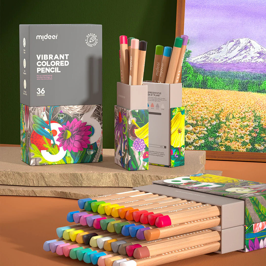 Mideer - Vibrant Colored Pencil - 36 Colors - Age 4+ | ميدير - أقلام الرصاص الملونة - 36 لون - العمر 4+