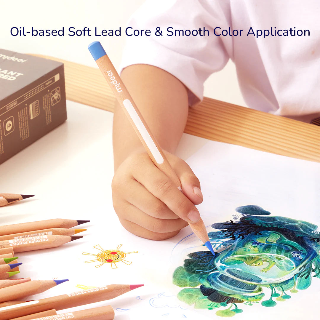 Mideer - Vibrant Colored Pencil - 48 Colors - Age 4+ | ميدير - أقلام الرصاص الملونة - 48 لون - العمر 4+