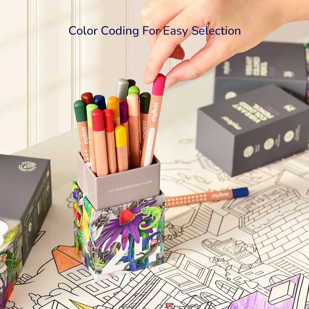 Mideer - Vibrant Colored Pencil - 48 Colors - Age 4+ | ميدير - أقلام الرصاص الملونة - 48 لون - العمر 4+