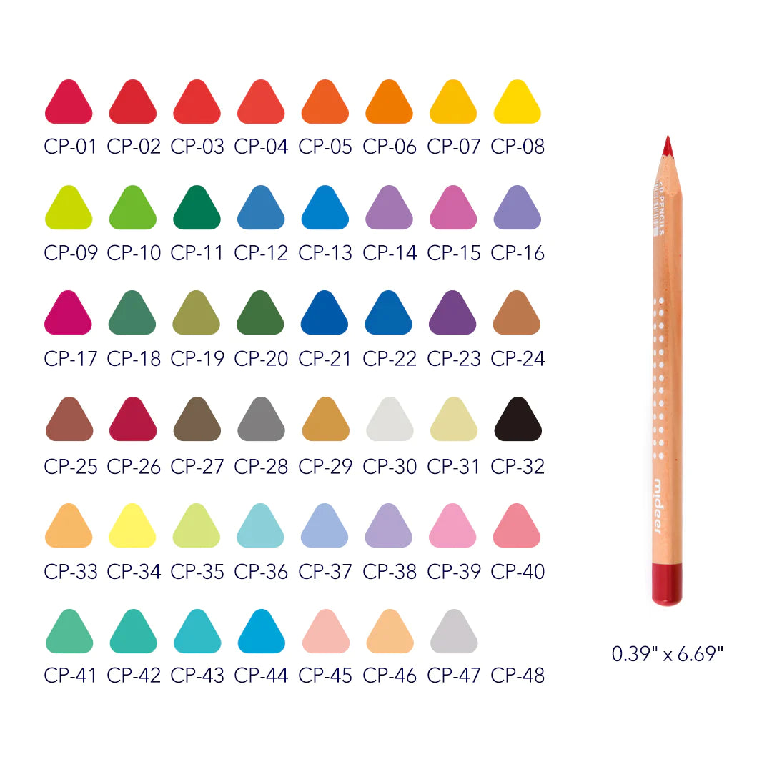Mideer - Vibrant Colored Pencil - 48 Colors - Age 4+ | ميدير - أقلام الرصاص الملونة - 48 لون - العمر 4+