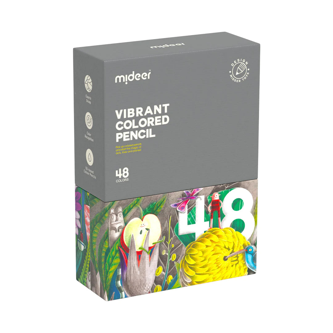 Mideer - Vibrant Colored Pencil - 48 Colors - Age 4+ | ميدير - أقلام الرصاص الملونة - 48 لون - العمر 4+