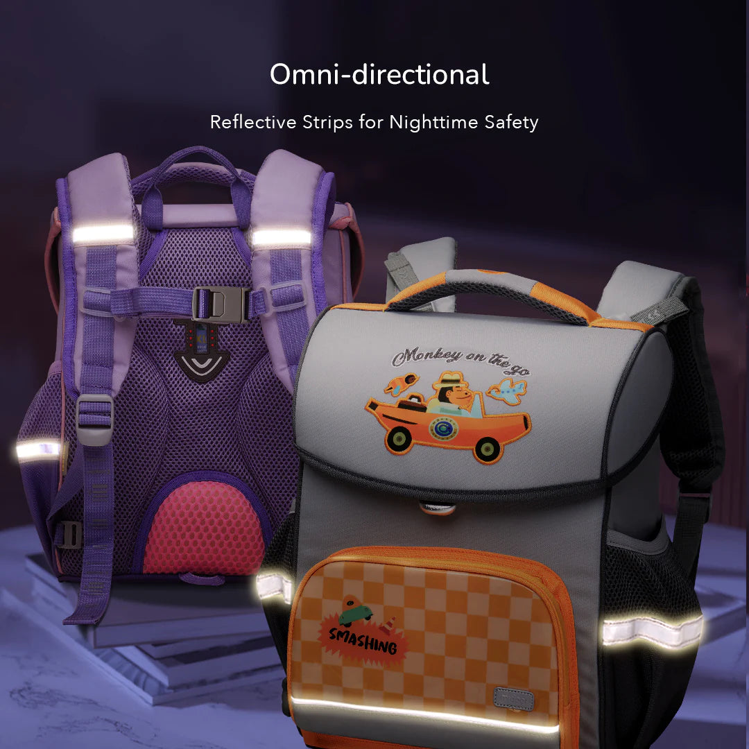 Mideer - Spinecare Kids Backpack - Cat - Purple - Age 6-9 | ميدير - حقيبة ظهر سبينكير للأطفال - القطة - بنفسجي - العمر 6-9