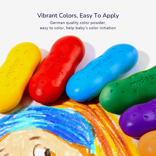 Mideer - Washable Beeswax Pease Crayons - 8 colors - Peas shape - Age 3+ | ميدير - ألوان شمع العسل الناعمة القابلة للغسل - شكل البازلاء - 8 ألوان - العمر 3+