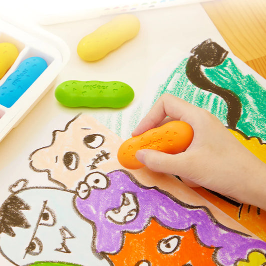 Mideer - Washable Beeswax Pease Crayons - 12 Colors - peas shape - Age 3+ | ميدير - ألوان شمع العسل الناعمة القابلة للغسل - 12 لون - شكل البازلاء - العمر 3+