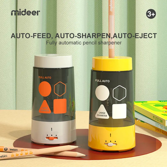 Mideer - Automatic Pencil Sharpener - Cloudy Grey - Age 3+ | ميدير - براية أقلام الرصاص الأوتوماتيكية - رمادي غامق - العمر 3+