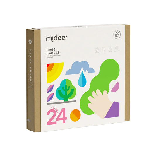 Mideer - Washable Beeswax Pease Crayons - 24 Colors - peas shape - Age 3+ | ميدير - ألوان شمع العسل الناعمة القابلة للغسل - 24 لون - شكل البازلاء - العمر 3+