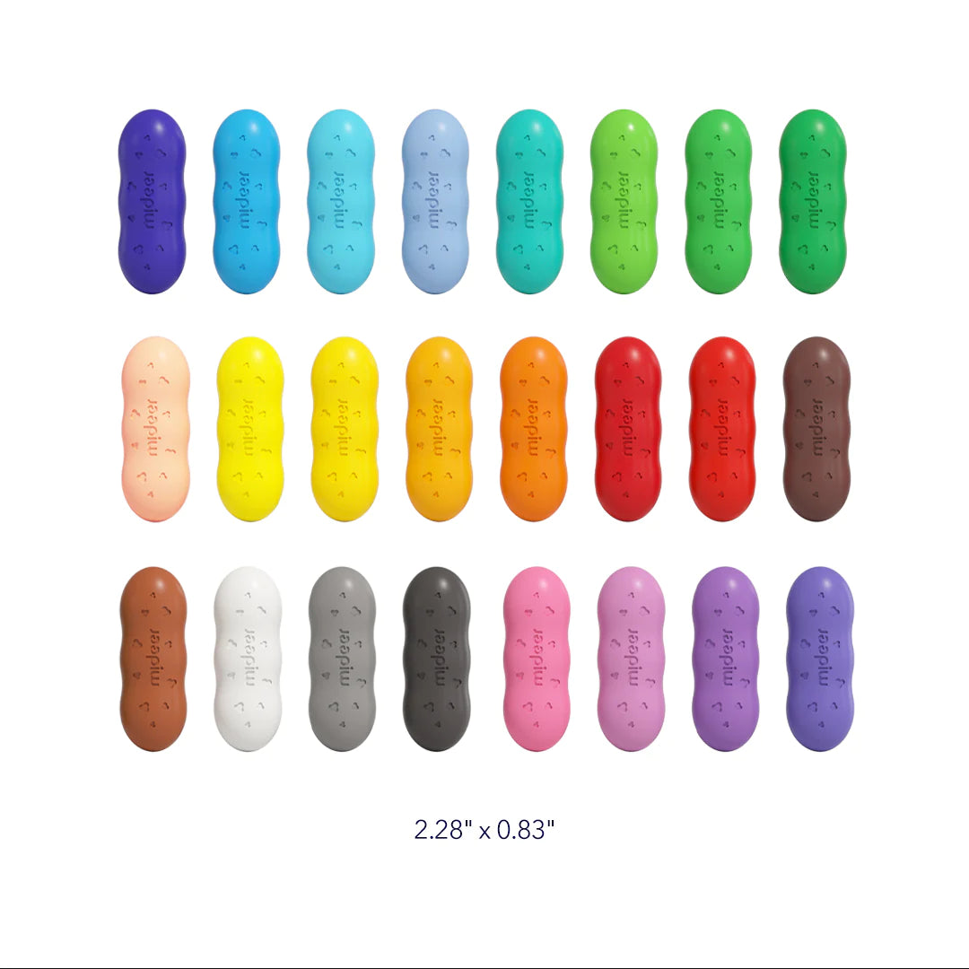 Mideer - Washable Beeswax Pease Crayons - 24 Colors - peas shape - Age 3+ | ميدير - ألوان شمع العسل الناعمة القابلة للغسل - 24 لون - شكل البازلاء - العمر 3+